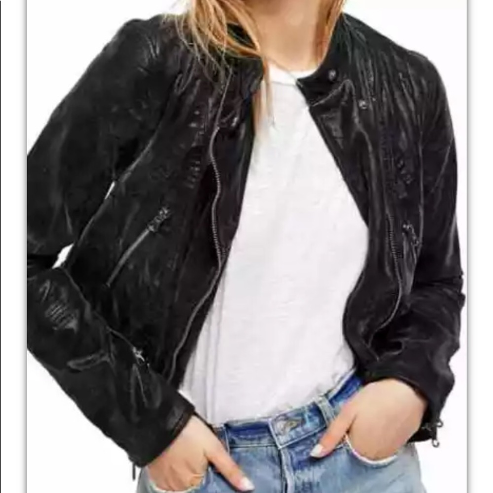 We the Free People black Felix vegan Moto jacket S